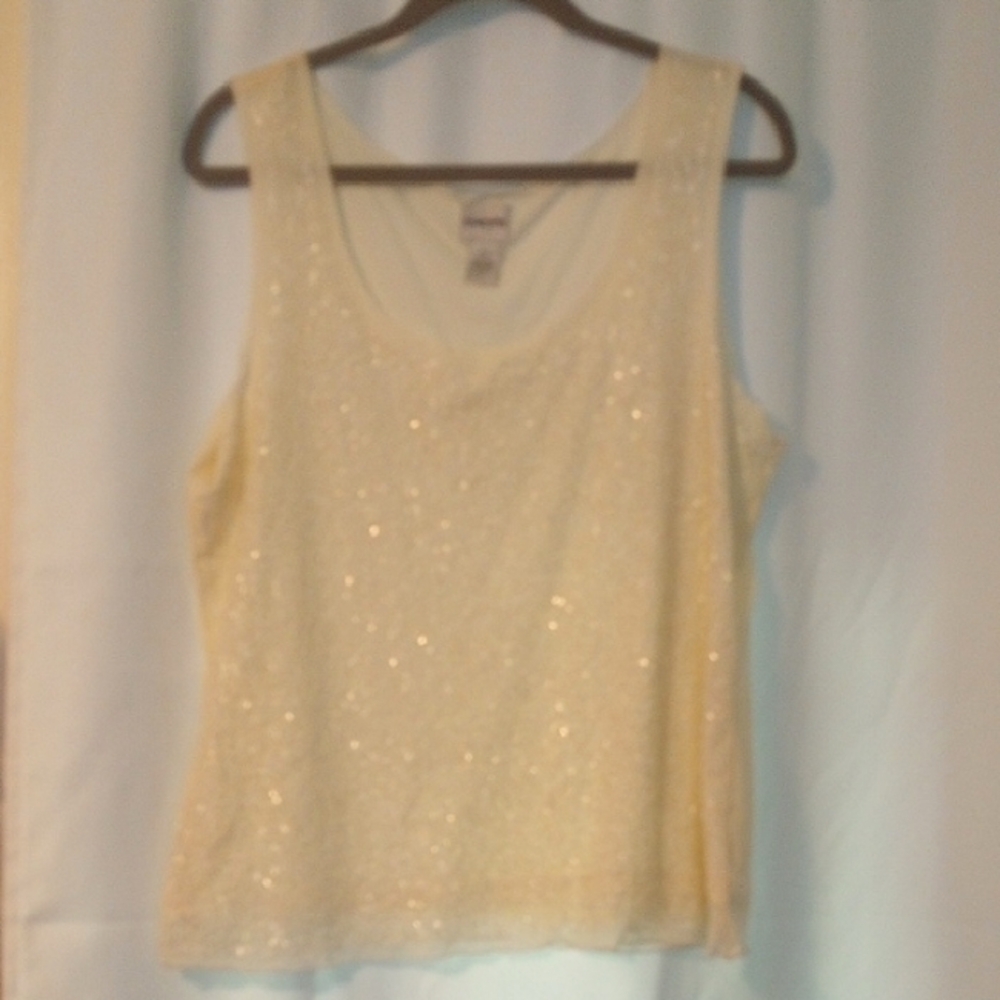 Chico's Cream Sequin Tank Top